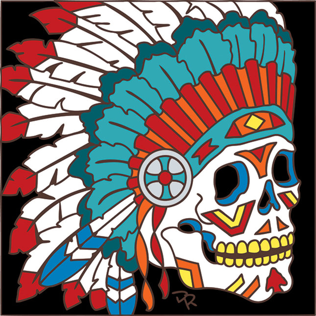 Day of the Dead Indian Chief Tile Trivet | Dia de los Muertos Art | Hand Glazed Tile | Southwestern Wall Decor