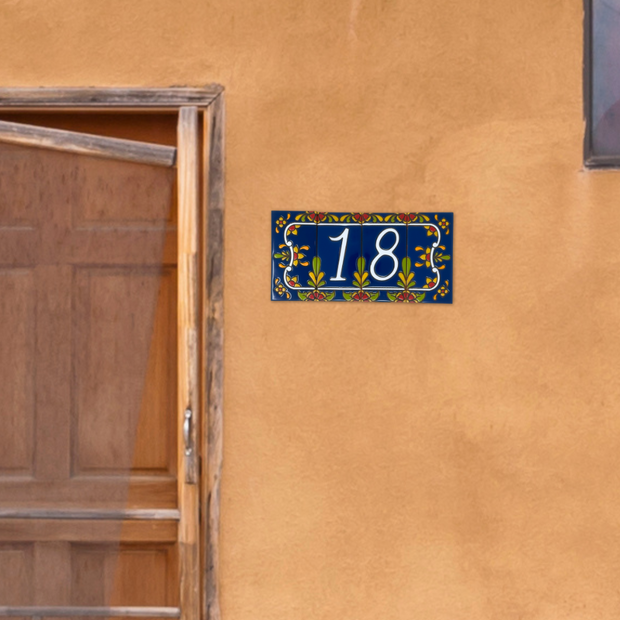 Cobalt Blue Talavera House Number Tiles - Earthtones Tile - Ceramic tile house sign, wall art gift or kitchen trivet
