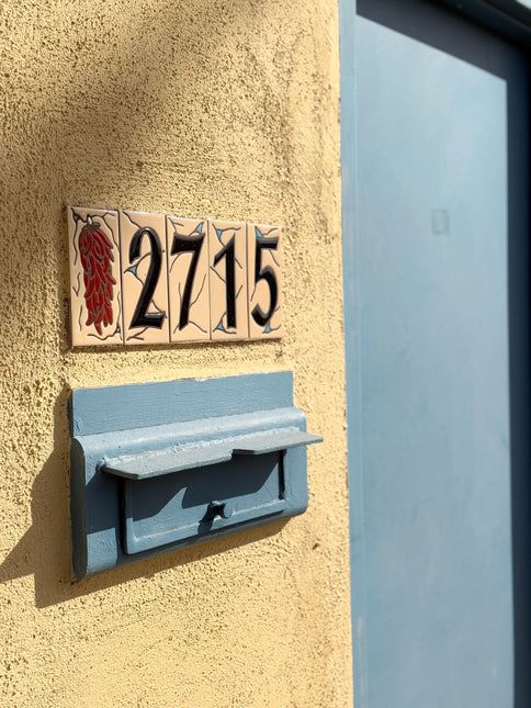 Southwest Adobe Sand House Number Tiles - Earthtones Tile - Ceramic tile house sign, wall art gift or kitchen trivet
