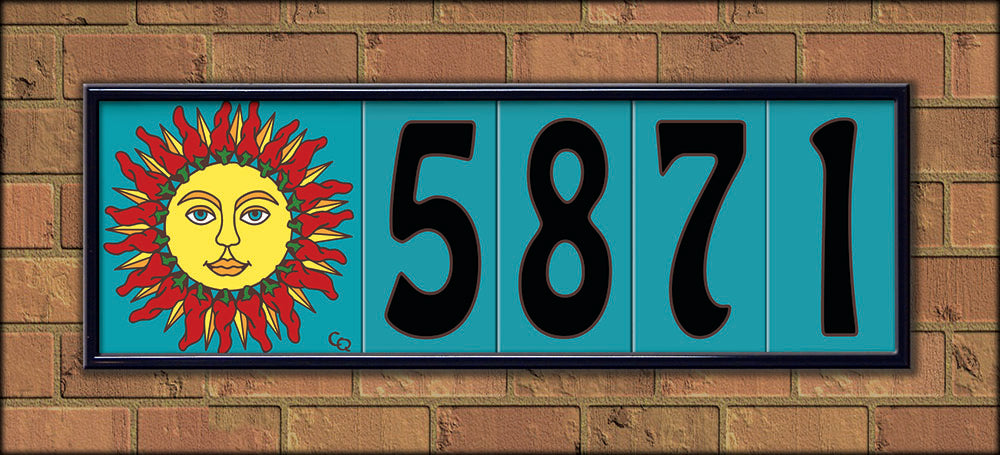 Black on Turquoise House Number Tiles (TQ)