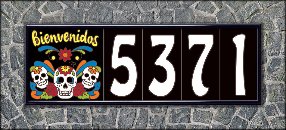White on Black House Number Tiles (BW)