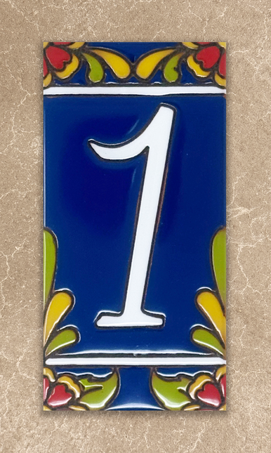 Cobalt Blue Talavera Tile House Numbers (TC)