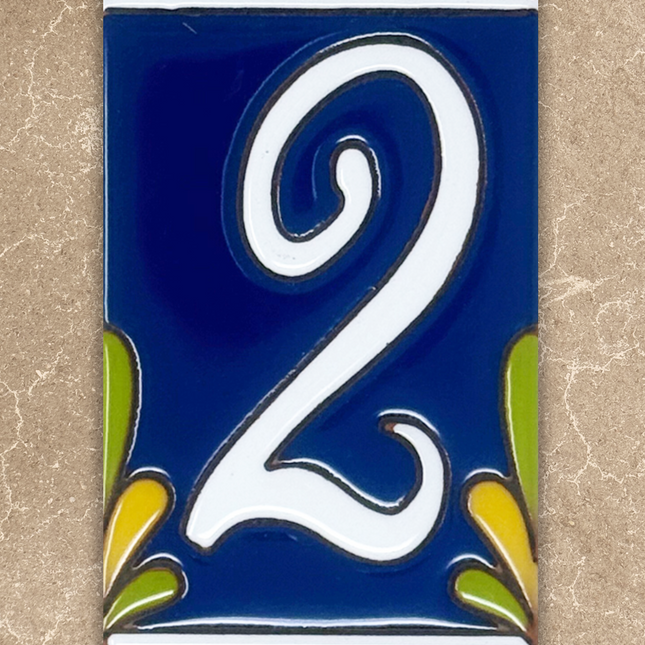 Cobalt Blue Talavera Tile House Numbers (TC)