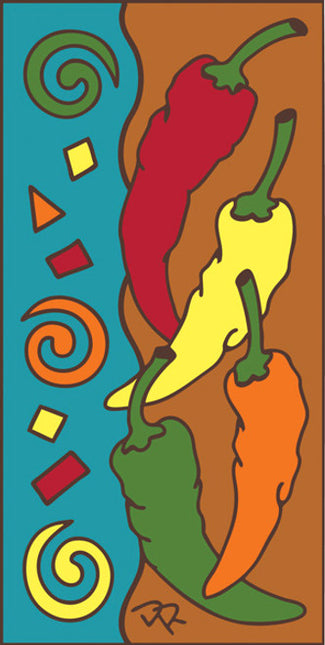 Festive Chilis 3x6 Tile