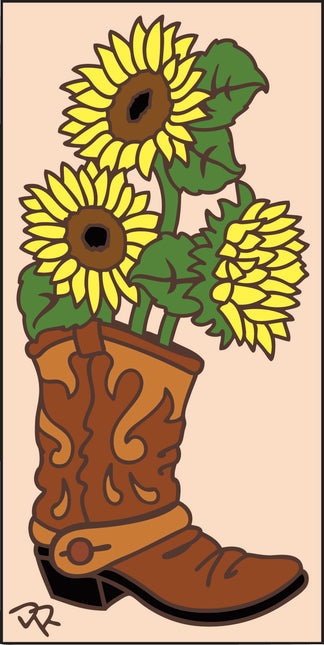 Cowboy Boot with Sunflowers 3x6 Tile (3028)