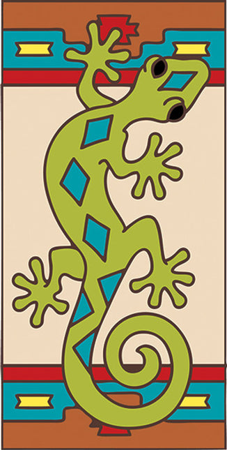 Gecko with Southwest Border End Cap Tile