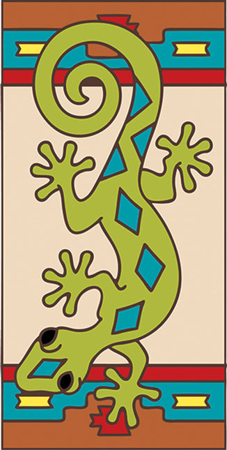 Gecko with Southwest Border End Cap Tile