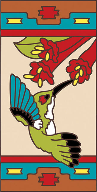 Hummingbird with Southwest Border 3x6 Tile