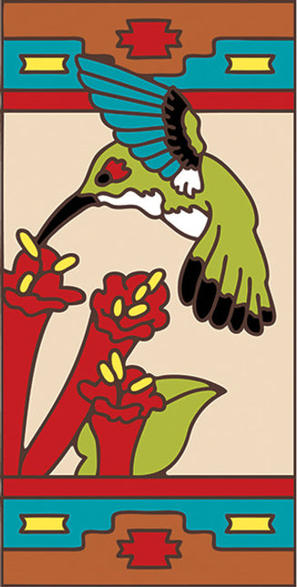 Hummingbird with Southwest Border 3x6 Tile