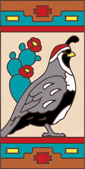 Quail with Southwest Border 3x6 Tile