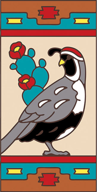Quail with Southwest Border 3x6 Tile