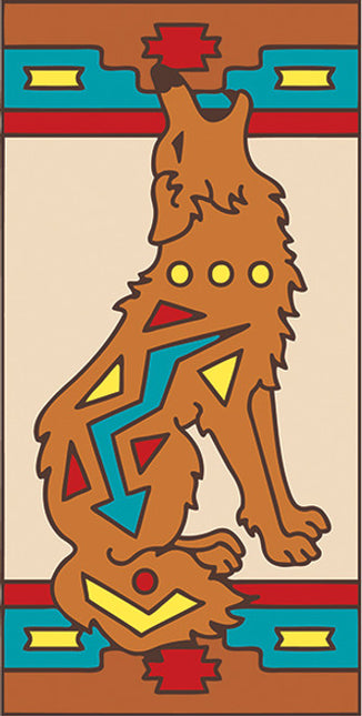 Coyote with Southwest Border 3x6 Tile