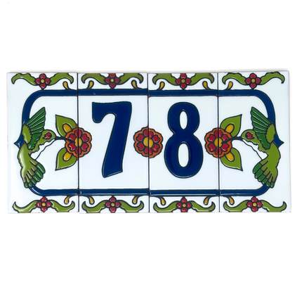 Talavera Tile House Number Mexican Tile Address Sign Hummingbird