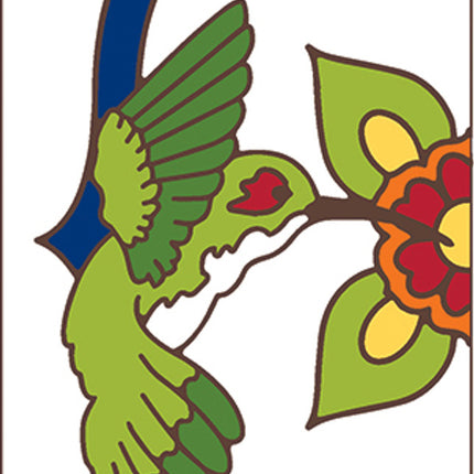 White Talavera Hummingbird End Cap Tile