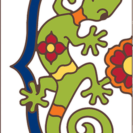 White Talavera Gecko End Cap Tile