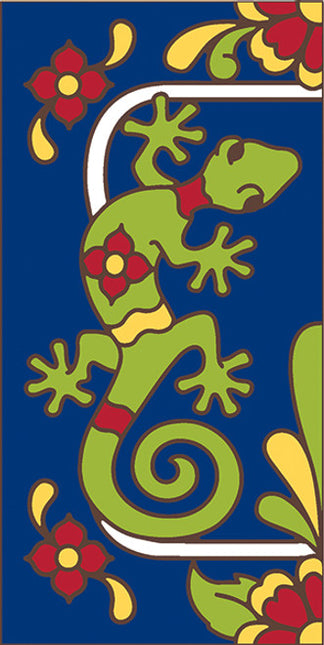 Blue Talavera Gecko End Cap Tile