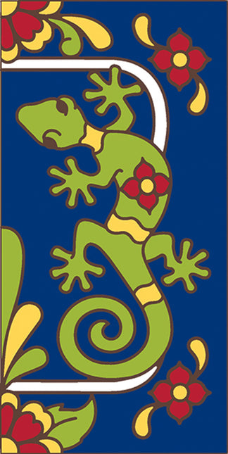 Blue Talavera Gecko End Cap Tile