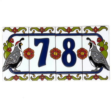 Talavera Tile House Number Mexican Tile Address Sign Quail