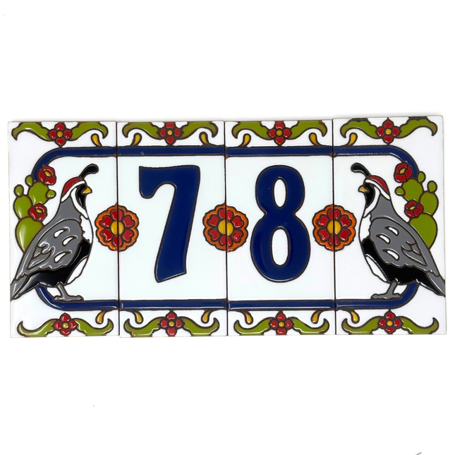 Talavera Tile House Number Mexican Tile Address Sign Quail