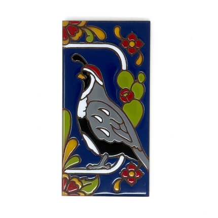 Blue Talavera Quail End Cap Tile for Custom House Number Sign | Loose Ceramic Tile | Hand Glazed Tile | Address Sign