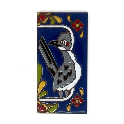 Blue Talavera Roadrunner End Cap Tile for Custom House Number Sign | Loose Ceramic Tile | Hand Glazed Tile | Address Sign