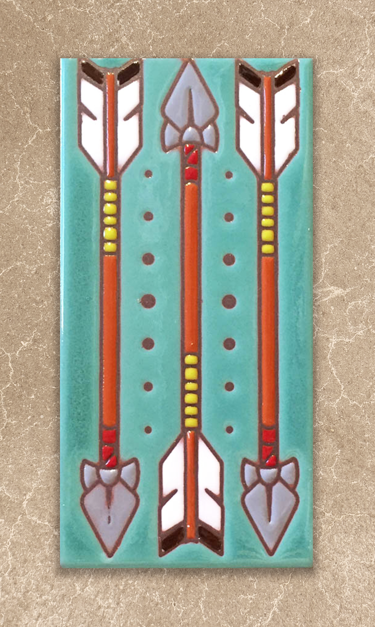 Arrow Pattern Tile Arrows Tile | Southwestern Ceramic Tile | Small Colorful Wall Art ...