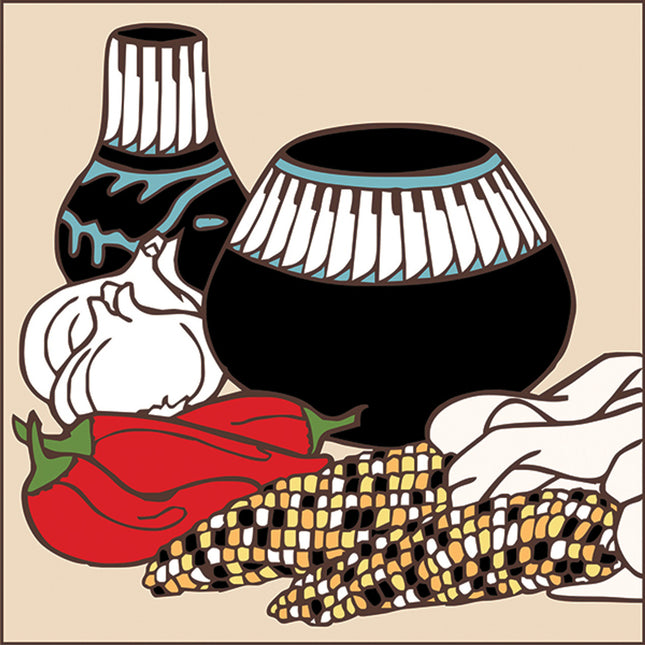 Painted Pottery with Maize and Chilis Tile
