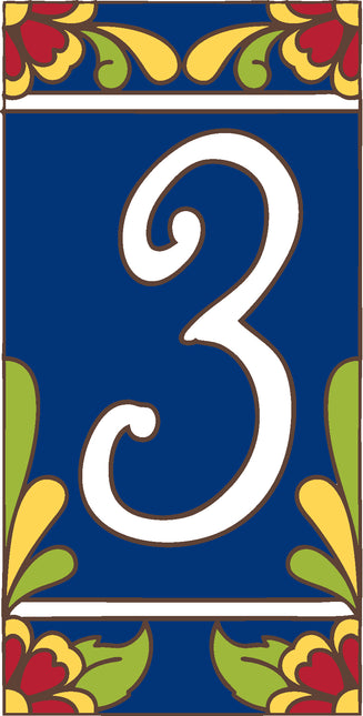 Cobalt Blue Talavera Tile House Numbers (TC)
