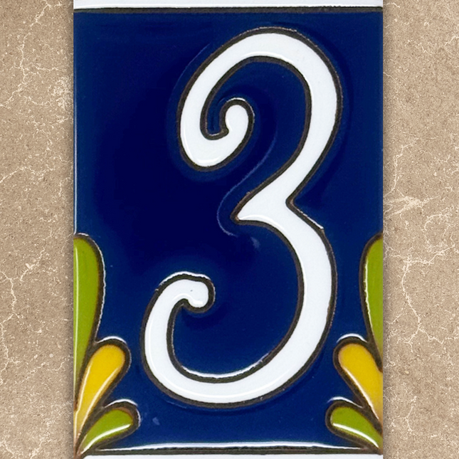 Cobalt Blue Talavera Tile House Numbers (TC)