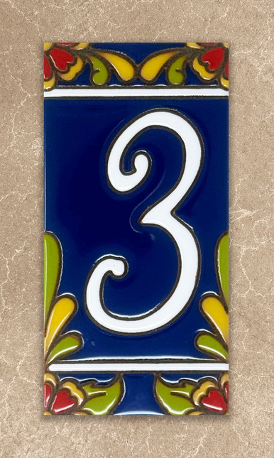 Cobalt Blue Talavera Tile House Numbers (TC)