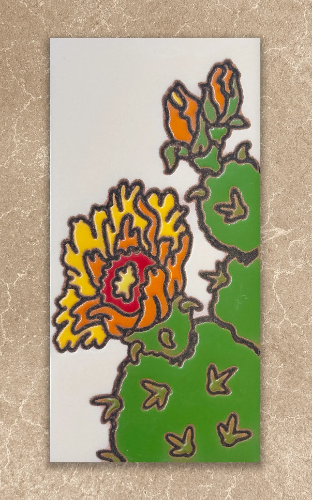 Colorful cactus design on a beige background