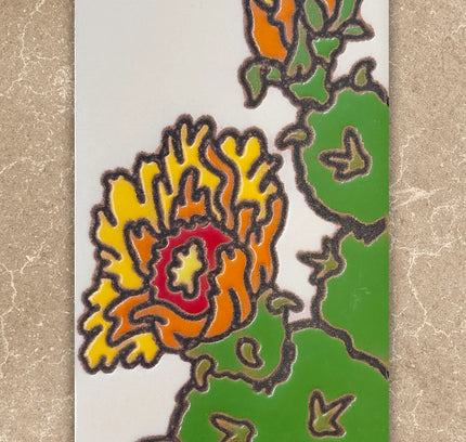Colorful cactus design on a beige background