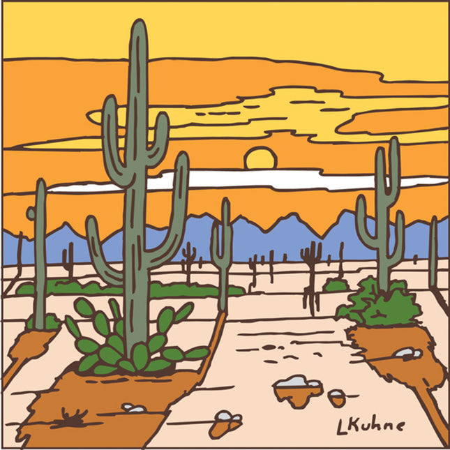 Desert Sunset - Ceramic Tile Trivet or Wall Art - Hand Glazed Arizona Desert Art Gift - L. Kuhne