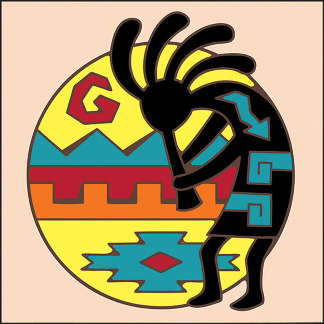Kokopelli Sun Tile -  Decorative Ceramic Tile | Southwestern Wall Decor | New Mexico Desert Gift