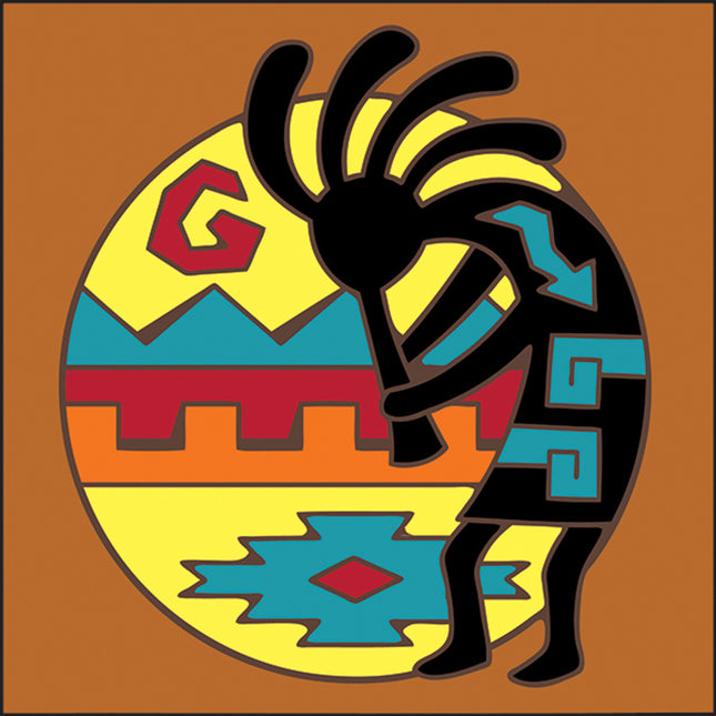 Kokopelli Sun Tile -  Decorative Ceramic Tile | Southwestern Wall Decor | New Mexico Desert Gift