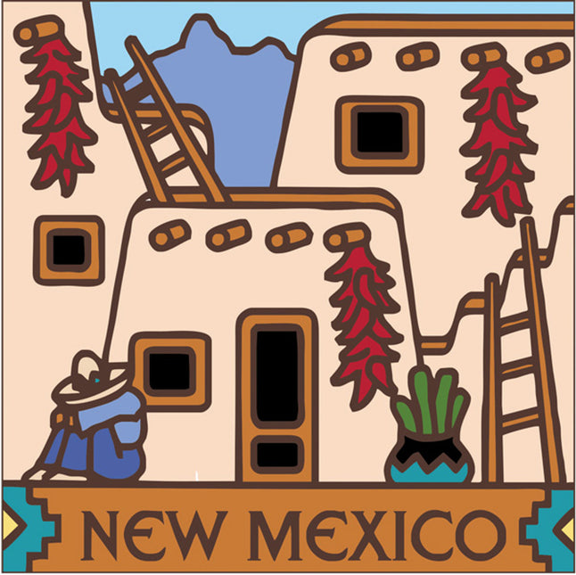 New Mexico Adobe House  Ceramic Tile | Wall Decor or Kitchen Trivet | Hand Glazed Art | New Mexico Souvenir