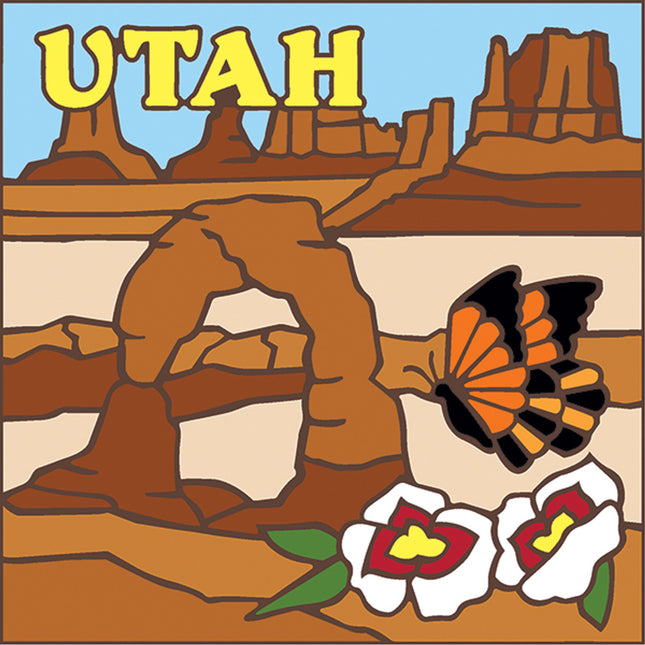 Utah Window Rock Sego Lily Ceramic Tile | Wall Decor or Kitchen Trivet | Hand Glazed Art | New Mexico Souvenir
