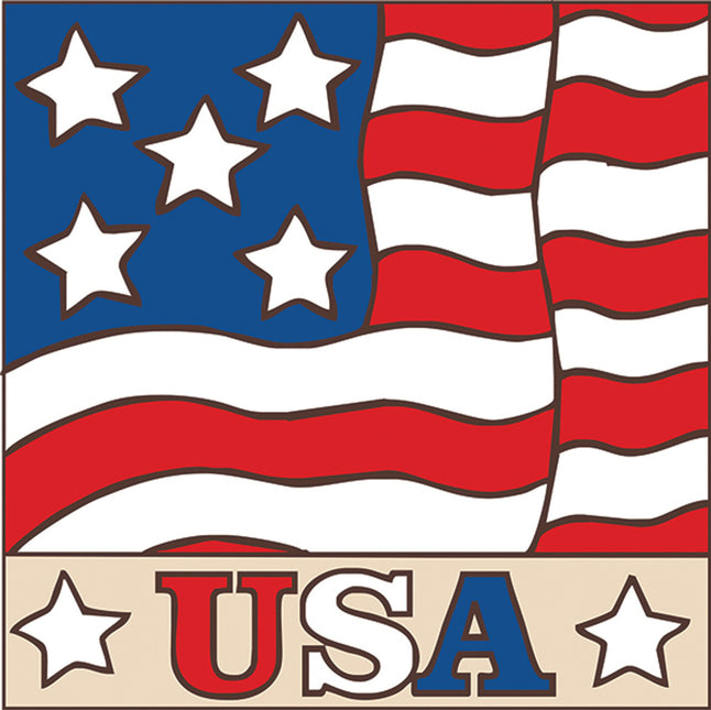 USA Flag Ceramic Tile | Wall Decor or Kitchen Trivet | Hand Glazed Art | Red White and Blue Decor | United States Gift