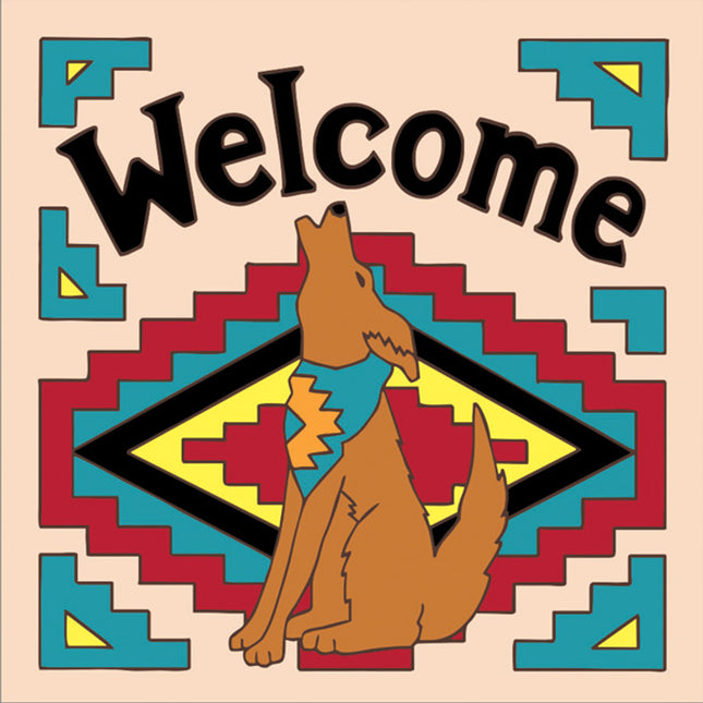 Coyote Welcome Tile | House Plaque | Ceramic Tile Trivet Art Gift - Southwestern Welcome Sign