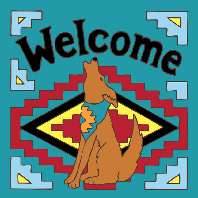 Coyote Welcome Tile | House Plaque | Ceramic Tile Trivet Art Gift - Southwestern Welcome Sign