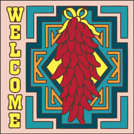 Welcome Chilis Tile | Colorful House Welcome Sign | Ceramic Tile Chile Ristra Art Gift - Southwestern Welcome Sign