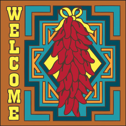 Welcome Chilis Tile | Colorful House Welcome Sign | Ceramic Tile Chile Ristra Art Gift - Southwestern Welcome Sign