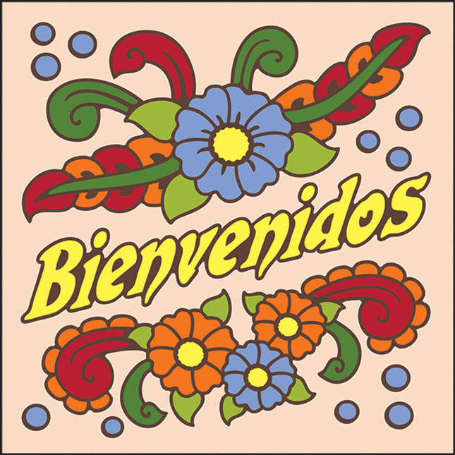 Bienvenidos Tile | Colorful House Welcome Sign | Ceramic Tile Trivet Art Gift - Southwestern Welcome Sign