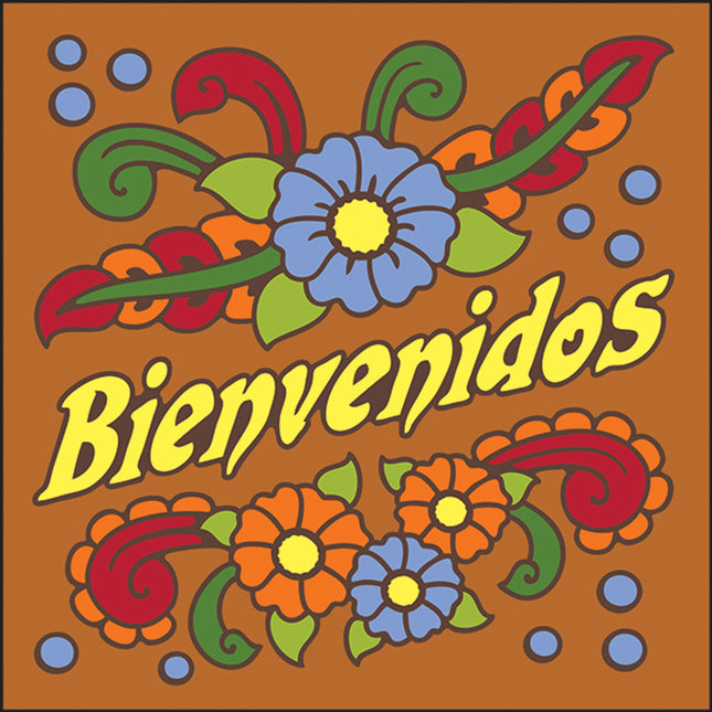 Bienvenidos Tile | Colorful House Welcome Sign | Ceramic Tile Trivet Art Gift - Southwestern Welcome Sign