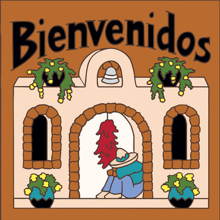 Bienvenidos Adobe Hacienda Tile | Colorful House Welcome Sign | Ceramic Tile Trivet Art Gift - Southwestern Welcome Sign