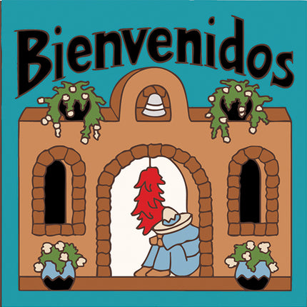 Bienvenidos Adobe Hacienda Tile | Colorful House Welcome Sign | Ceramic Tile Trivet Art Gift - Southwestern Welcome Sign