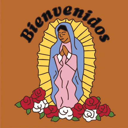 Our Lady of Guadalupe Bienvenidos Tile | Colorful House Welcome Sign | Ceramic Tile Trivet Art Gift - Southwestern Welcome Sign