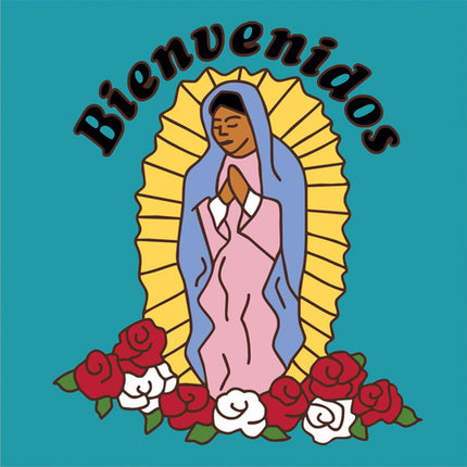Our Lady of Guadalupe Bienvenidos Tile | Colorful House Welcome Sign | Ceramic Tile Trivet Art Gift - Southwestern Welcome Sign