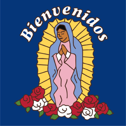 Our Lady of Guadalupe Bienvenidos Tile | Colorful House Welcome Sign | Ceramic Tile Trivet Art Gift - Southwestern Welcome Sign