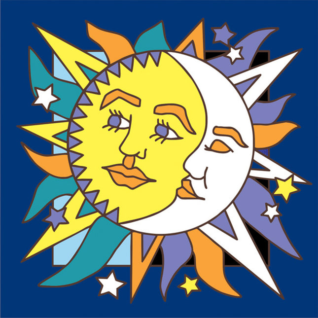 Sun and Moon Face Tile | Colorful Sun House Welcome Sign | Ceramic Tile Art Gift - Southwestern Welcome Sign